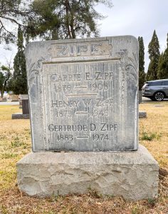 Zipf Gravesite with stone engraved with three names
