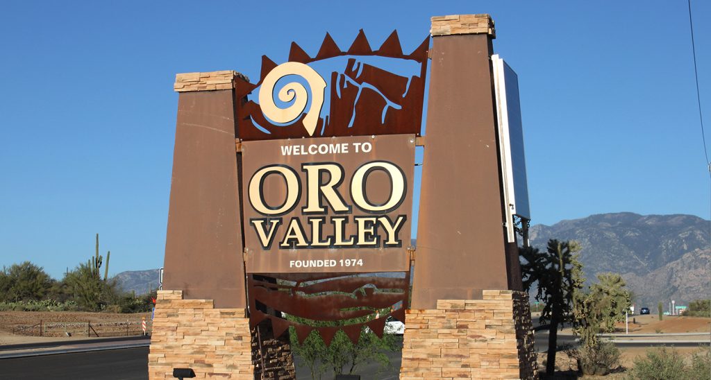 Welcome to Oro Valley, Arizona Sign. Established 1974