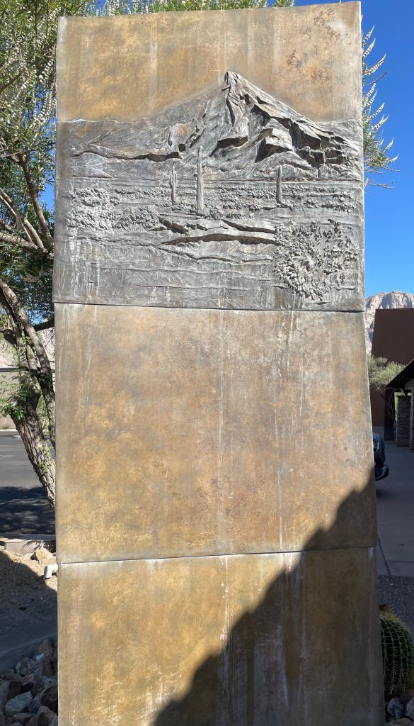 Column of Progress Fountain at Steam Pump Village with three sides