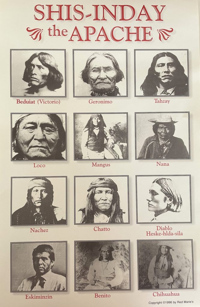 Twelve Apache Leaders/War Chiefs Poster copyright 1996 by Red Marie's