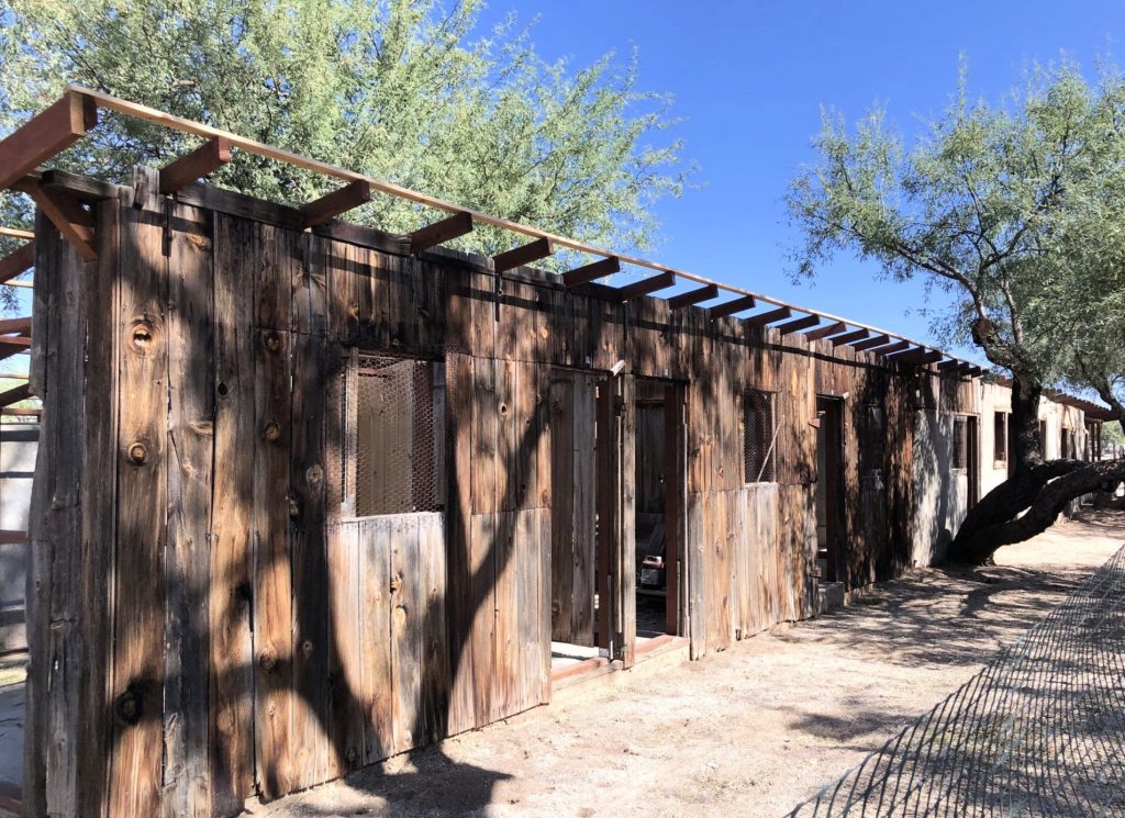 Woode and adobe chicken coops at Steam Pump Ranch c2017