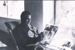 Hank Leiber Reading a Magazine Procter-Leiber House Sun Porch
