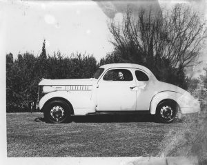 Betty Procter-Leiber in Car_ Late 1930s or early 1940s Model, likely a Chevrolet