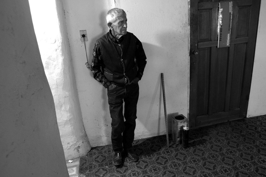 Carlos Rivera inside the Caretaker (Barbecue) House at Steam Pump Ranch - April 2008. Photo courtesy of Randy Metcalf