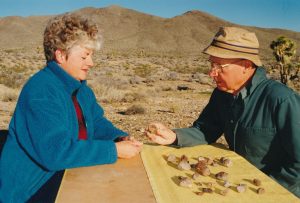 Twink Monrad and Jim Kriegh Examining Meteorites at Gold Basin, c. 1996-1998