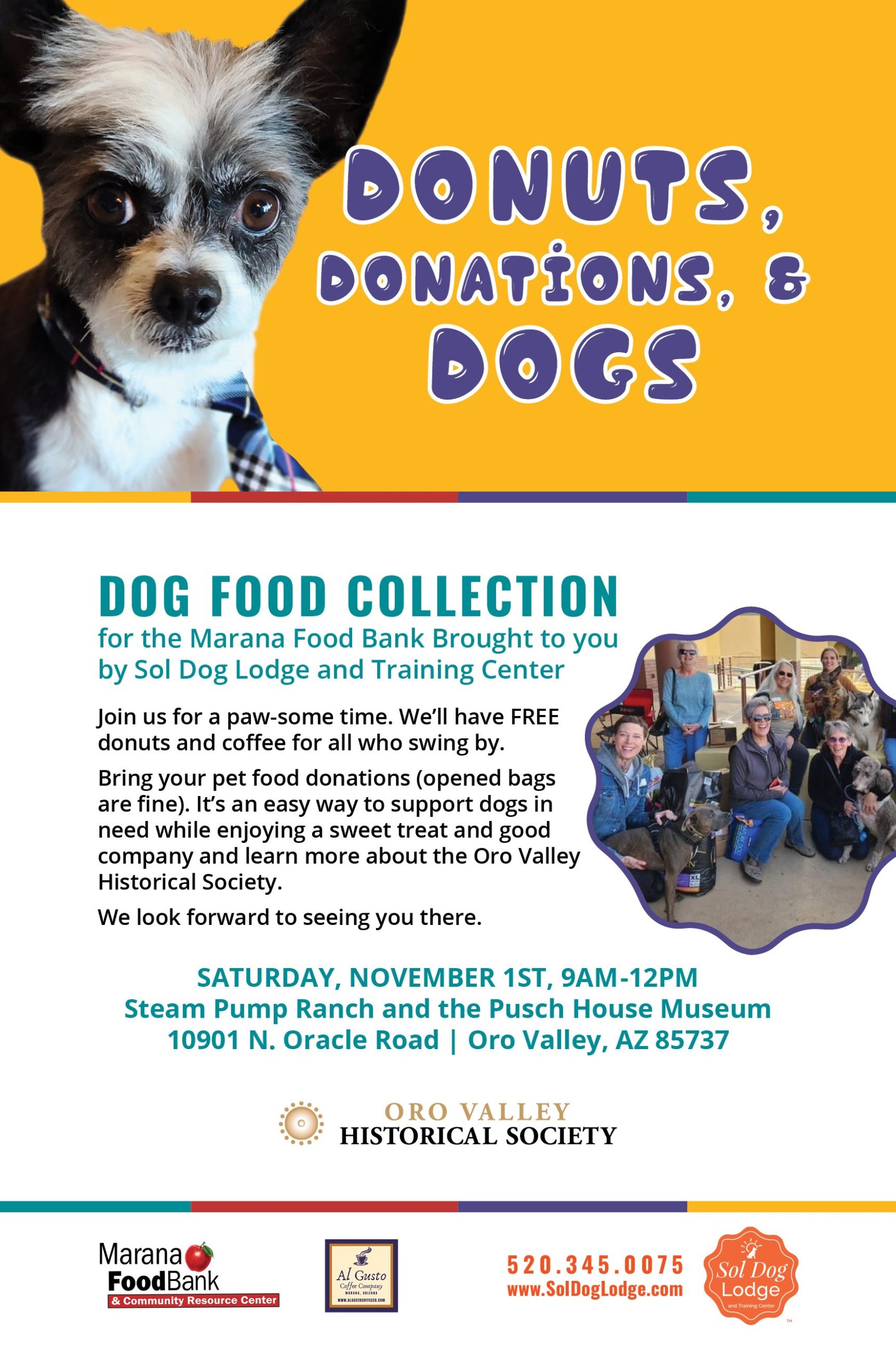 Pet Food Donation Drive Benefitting Marana Food Bank Hosted by Sol Dog Lodge and Oro Valley Historical Society