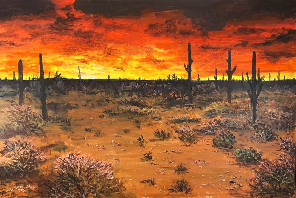 SAAG Award-Winning Saguaro Sunset Painting by Dan Hoffbauer 2025