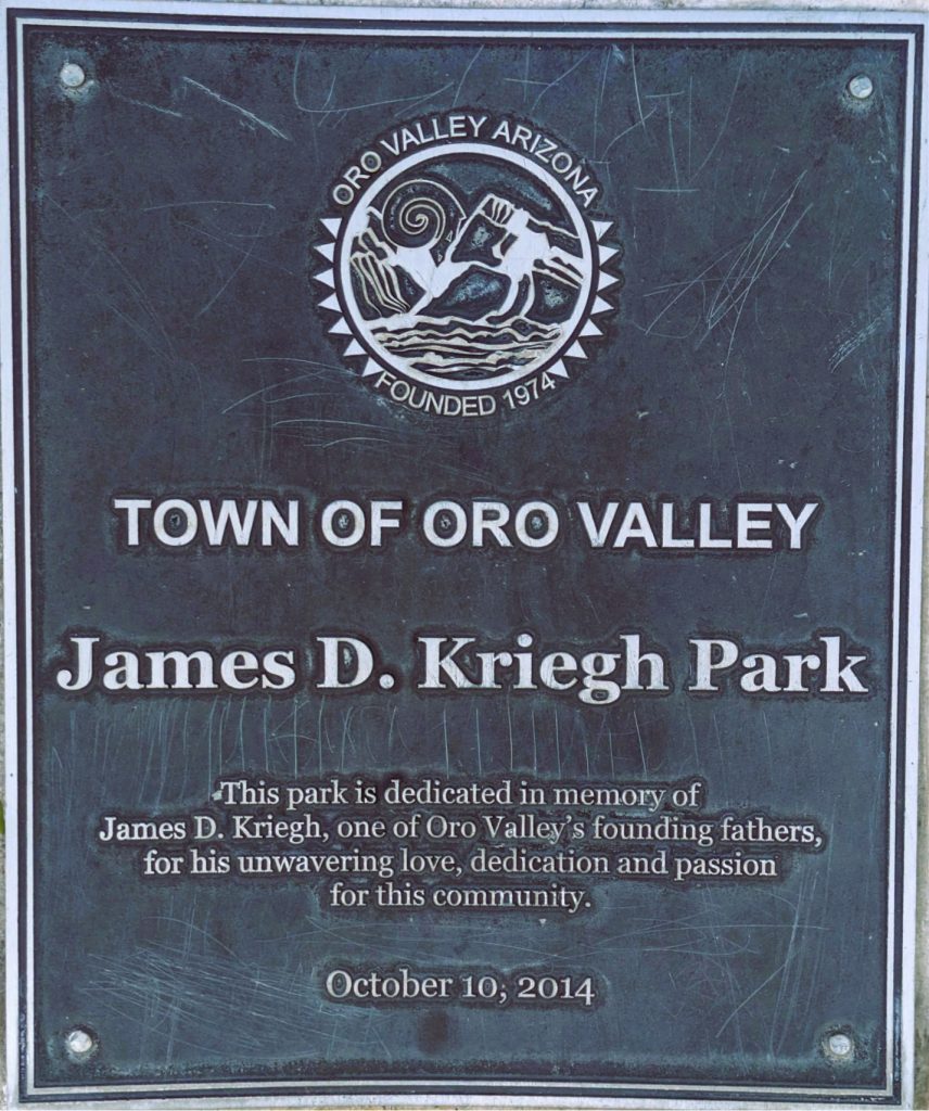 Memorial Rock Plaque at James D. Kriegh Park. Photo taken October 2025