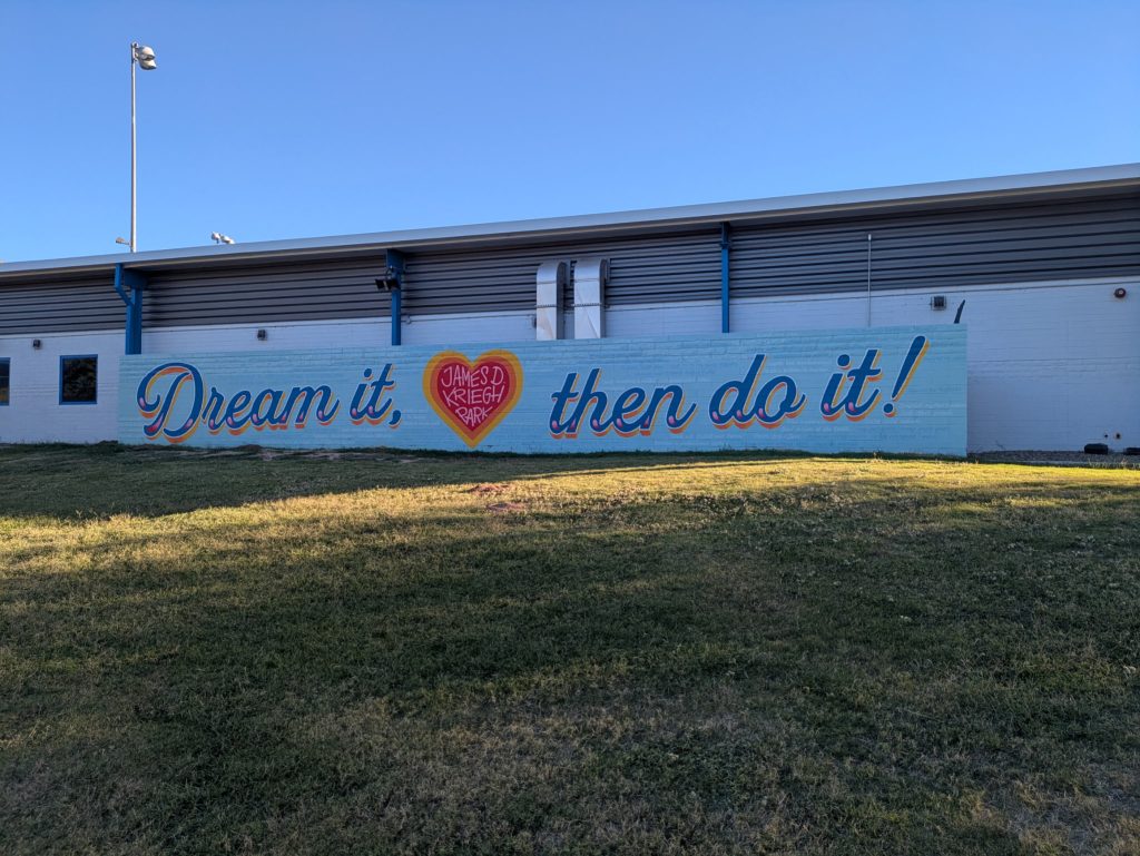 Mural at James D. Kriegh Park. Photo taken October 2025