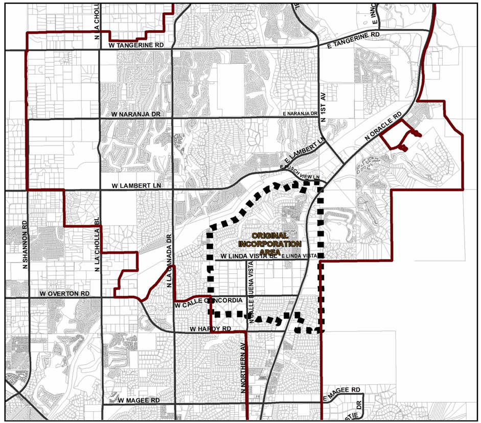 Map of Original Incorporation Area of Oro Valley