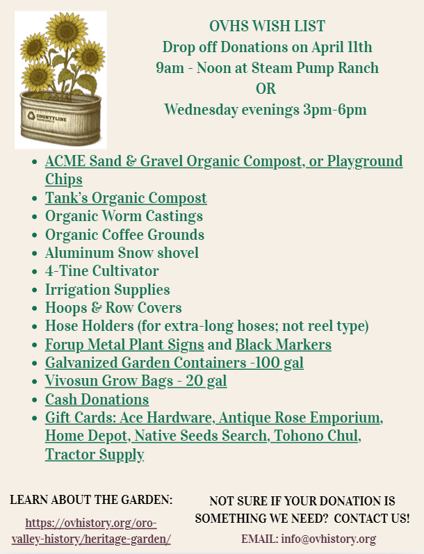 Heritage Garden Donation Drive April 2026, Page 2 Lists projects planned