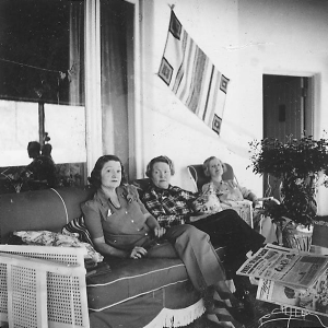 Three Women in Procter-Leiber Sun Porch sitting on a couch together