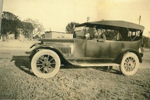 Walter Pusch in Buick or Dodge Brothers touring car from the early-to-mid 1920s, Smoking Cigarette 