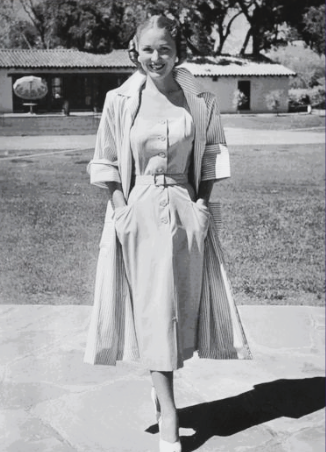 Black and White photo of Betty Procter-Leiber in a Striped Jacket