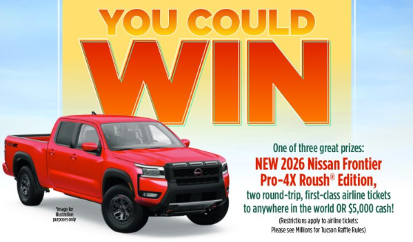 Win the Truck Picture of a red truck that is up for the Jim Click Raffle